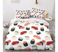 taimowei Sushi Set Di Biancheria Da Letto Con Stampa Di 3D, Copripiumino Con Cerniera, Incluso Copripiumino E Federe, Biancheria Da Letto Per Ragazzi E Ragazze Double（200x200cm）