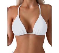 Tainehs - Bikini sexy da donna, con allacciatura al collo, perizoma, due pezzi, a triangolo, costumi da bagno, bianco, M