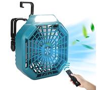 Taingwei Ventilatore portatile con telecomando per batteria Makita 14,4-20 V, ventilatore da campeggio con 3 impostazioni di velocità ad alta efficienza energetica e luce LED dimmerabile