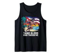 Taino Blood Runs Through Me Running Warrior Bandiera Cubana Spiaggia Canotta