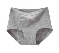 Tainrunse Confortevole biancheria intima morbida ultra sottile da donna antifurto tasca con cerniera a vita alta senza cuciture elasticizzato cotone traspirante di mezza età mamma nonna breve grigio L