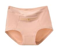 Tainrunse Confortevole biancheria intima morbida ultra-sottile donna antifurto tasca con cerniera a vita alta senza cuciture elasticizzato cotone traspirante di mezza età mamma nonna breve pelle L