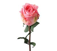 Tainrunse Fiore di rosa artificiale a ramo singolo, pianta finta regalo per creare atmosfera petali più spessi bella lunga durata di vita rosa caldo