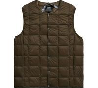 Taion - Piumino senza maniche in piuma - Crew Neck Button Down Vest Dark Choco per Uomo in Nylon - Taglia S - Marrone