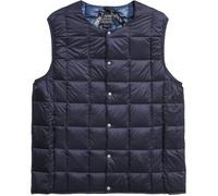 Taion - Piumino senza maniche in piuma - Crew Neck Button Down Vest Navy per Uomo in Nylon - Taglia L - Blu navy