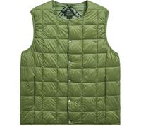 Taion - Piumino senza maniche in piuma - Crew Neck Button Down Vest Olive per Uomo in Nylon - Taglia S - Verde