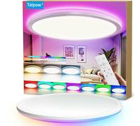 Taipow Plafoniera Led Soffitto, 24W 2160LM Lampada da Soffitto con Telecomando, Moderno 3000K-6500K 7 RGB Colore Plafoniere da Soffitto per Soggiorno Camera da Letto Cucina Bagno Balcone - Ø30cm