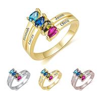 TAISGONGBY Anelli con pietre portafortuna misura 6-12 in argento puro, anello per compleanno della madre, regali per la figlia, gioielli per ragazze e donne