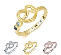 TAISGONGBY Anelli portafortuna personalizzati misura 6-12 in rame o argento, anello per compleanno della madre, regali per la figlia, gioielli per ragazze e donne