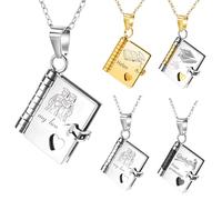 TAISGONGBY Collana con Libro Personalizzata, Collane con Libro Incise Personalizzate per Donne Uomini, Ciondolo Inciso a Più Pagine per Regali di Laurea Anniversario Compleanno Natale