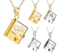 TAISGONGBY Collana con Libro Personalizzata, Collane con Libro Incise Personalizzate per Donne Uomini, Ciondolo Inciso a Più Pagine per Regali di Laurea Anniversario Compleanno Natale