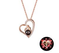 TAISGONGBY Collana con proiezione fotografica personalizzata, collana con foto in 100 lingue Ti amo, regalo personalizzato per fidanzata, moglie o madre