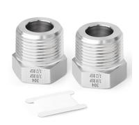 TAISHER 2 pezzi forgiati di boccola esagonale del riduttore dell'acciaio inossidabile 304, 1/2" BSP maschio a 3/8" BSP femmina, riduzione del raccordo adattatore del tubo di forgiatura
