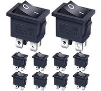 Taiss 10 pezzi interruttore a bilanciere 2 posizioni DPST ON OFF 4 Pin mini Interruttore a Levetta 10A 220-250VAC Universale,per Auto,Camion,Elettrodomestici KCD1-4-201-BK