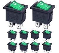 Taiss 10 pezzi interruttore a bilanciere 2 posizioni DPST ON OFF 4 Pin Mini Interruttore a Levetta con verde Luce a LED 10A 220-250VAC Universale,per Auto,Camion,Elettrodomestici KCD1-4-201N-G