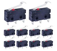 Taiss 10 pezzi Interruttori di finecorsa Micro Interruttore Leva 250 V 5A 3 Pin NO NC Momentaneo Nero