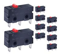 Taiss 10 pezzi micro interruttori di finecorsa 250V 5A 3 Pin 1NO 1NC,Mini Finecorsa SPDT,Rosso Ciliegia Arcade Attuatore a Pulsante per macchina utensile KW11-3Z-01