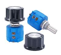Taiss/2 pezzi 10k ohm Potenziometro di precisionea a filo avvolto rotante a 10 giri,3590S Potenziometro con a filo multi giro di precisione,Resistenza regolabile+2pz A03 Manopola(3590S-2-103L)