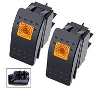 Taiss 2 pezzi 12V-24V 20A Interruttore a Bilanciere 2 posizioni DPST 4 pin ON-OFF Impermeabile Interruttore Pulsante con LED Indicatore Giallo,per Auto Camion Moto Barca RK1-06N-Y