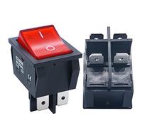 Taiss 2 pezzi 30A 250V Interruttore a bilanciere 2 Posizioni DPST 4Pin ON/OFF Interruttore a bilanciere pesante con LED rosso,per chauffe-eau,tapis roulant,machine à café KCD2-201N-Btype-R-30A