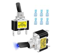 Taiss 2 pezzi Interruttore a bilanciere LED blu 12V 30A SPST ON/OFF 3 terminali, interruttore a levetta illuminato, con terminale ASW-07D-2-BU-DZ