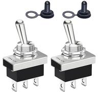 Taiss 2 pezzi Interruttore a levetta 3 posizioni 12V 25A SPST SPDT ON-Off-ON 3Pin con cappuccio impermeabile Interruttore a Bilanciere,Per Auto, Camion, Barche KN3D-103
