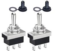 Taiss 2 pezzi momentaneo Interruttore a levetta 3 posizioni 12V 25A SPDT (ON)-OFF-(ON) 3Pin con cappuccio impermeabile Interruttore a Bilanciere,Per Auto, Camion, Barche KN3D-123