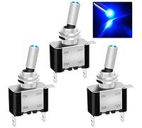 Taiss 3 Pezzi Interruttore 12v 20a Interruttore a levetta con LED Blu per Auto, interruttore a bilanciere 2 Posizione SPST 3pin,per Auto Camion Barca ASW-07DBU
