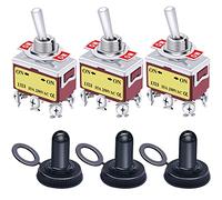 Taiss 3 pezzi Interruttore a Levetta 2 Posizioni ON ON 6 Pin DPDT Metallo Interruttore a Bilanciere 15A 220V-250V 20A 125V AC con Cappuccio Impermeabile per Auto Camion Barca Ten-1321