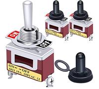 Taiss 3 pezzi Interruttore a Levetta 2 Posizioni SPST ON/OFF 2 Pin Metallo Interruttore a Bilanciere con Cappuccio Impermeabile 15A 220V-250V AC,per Auto,Camion,Barca Ten-1021