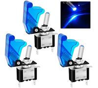 Taiss 3 Pezzi Interruttore a levetta con led Blu 12V-24V 20A 2 Posizione 3 Pin ON OFF Interruttore a Bilanciere SPST,con Copertura Impermeabile Blu,per Auto,Camion,Barca ASW-07D-BU+MZ