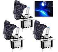 Taiss/3 Pezzi Luce a LED Blu Interruttore a levetta,12V-24V 20A SPST 2 Posizione 3 Pin LED Luci ON/OFF Switch con Impermeabile Copertura per Auto Camion Barca ASW-07DBUGYMZ