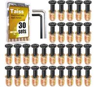 Taiss 30 viti per mobili, M6 x 25, a testa piatta e dado di avvitamento, kit filettatura in legno M6, dado di avvitamento M6, per mobili in legno
