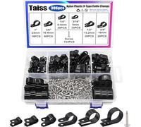 Taiss 306PCS Nero Tipo R Clip 6 Misure Nylon P Clip 3/16 '' 1/4'' 3/8'' 1/2'' 3/4'' 1'' Cavo di Montaggio Clip Assortimento Kit con viti per la gestione dei fili H-049