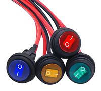 Taiss 4 pezzi interruttore a bilanciere rotondo impermeabile SPST ON OFF pulsante interruttore 12V 20A 3 Pin 2 Posizioni 4 colori LED illuminato con filo,per camion auto barca KCD1-8-101NW-4C-X