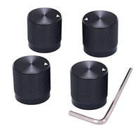 Taiss 4 Pezzi Manopola Potenziometro manopole chitarra 6mm per Albero di 6mm di Diametro,Manopola Audio,Manopola Della Chitarra,Diametro 17 mmx 17mm di Altezza knob-17x17-BK