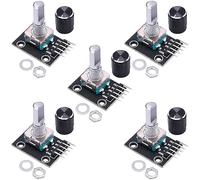 Taiss 5 pezzi KY-040 modulo encoder rotativo con tappo pulsante nero 15 ×16,5 mm KY-040+knob