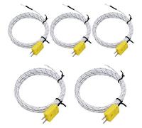 Taiss 5 Pezzi Tipo K Connettore con Lunghezza cavo 3 metri Termocoppia Tipo K Sensore di Temperatura Intervallo di misura -50~350℃ WL+CT