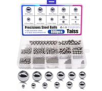 Taiss 600pcs 12size 1-8mm sfere acciaio, sfere acciaio per cuscinetti, sfere dell'acciaio inossidabile per le sfere d'acciaio di precisione della ruota della bicicletta di montagna