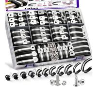 Taiss Kit di 110 morsetti per cavi, 1/4", 5/16", 3/8", 1/2", 5/8", 3/4", 1", 1-1/4", 1-1/4", 1-1/2", 1-3/4", 1-3/4", 10 misure Morsetti, 30 Kit assortito di 4 morsetti per cavi in acciaio inox con
