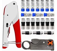 Taiss Set di pinze a compressione spelafili con 20 pezzi compressione F spina RG59/RG6 per cavo coassiale F-070-R-GR