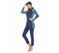 TaissBocco Costume da Bagno Musulmano Costume da Bagno Islamico 3 Pezzi Costume da Bagno a Maniche Lunghe Hijab Burkini a Copertura Totale (L, T6)