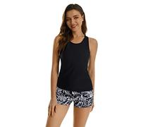 TaissBocco Costume da Bagno Tankini da Donna Costume da Bagno Sportivo 2 Pezzi con Pantaloncini da Ragazzo Gilet da Bagno (M, T7)