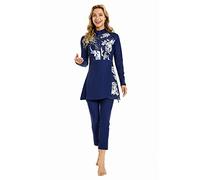 TaissBocco Full Swimming Costume Burkini for Women Modest Girls Swimsuit Islamic Swimwear Plus Size(M, T1)