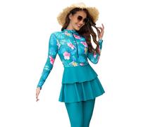 TaissBocco Full Swimming Costume Burkini for Women Modest Girls Swimsuit Islamic Swimwear Plus Size(6XL, T18)