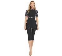 TaissBocco Rash Guard da Donna Costume da Bagno Modesto per Ragazze Manica Corta Bikini Costumi da Bagno da Surf Burkini (K3, S)