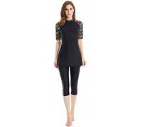 TaissBocco Rash Guard da Donna Costume da Bagno Modesto per Ragazze Manica Corta Bikini Costumi da Bagno da Surf Burkini (K10, M)