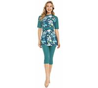 TaissBocco Rash Guard da Donna Costume da Bagno Modesto per Ragazze Manica Corta Bikini Costumi da Bagno da Surf Burkini (K7, L)