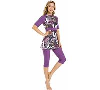 TaissBocco Rash Guard da Donna Costume da Bagno Modesto per Ragazze Manica Corta Bikini Costumi da Bagno da Surf Burkini (K5, XL)