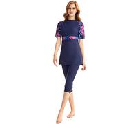 TaissBocco Rash Guard da Donna Costume da Bagno Modesto per Ragazze Manica Corta Bikini Costumi da Bagno da Surf Burkini (K8, XL)